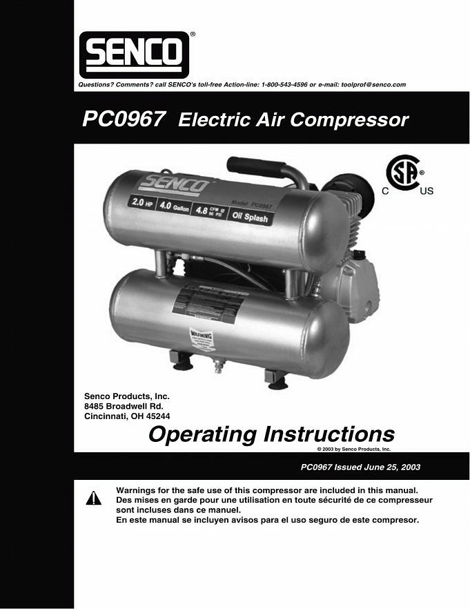 Le Compresseur D'air Senco PC 1131 Ne Démarre Pas.